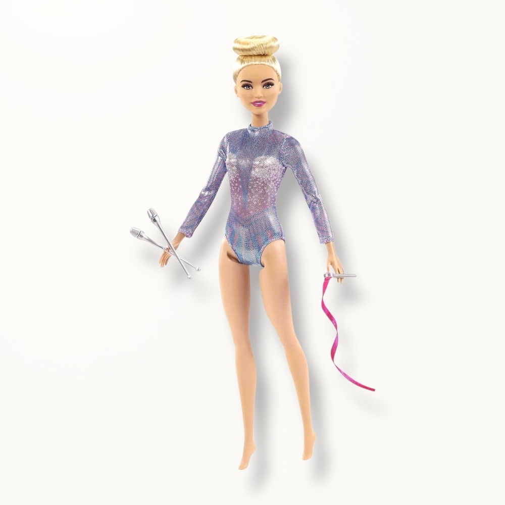 Barbie You Can Be Anything Gymnast Doll –Rhythmic Gymnast Outfit, Ribbon & Clubs